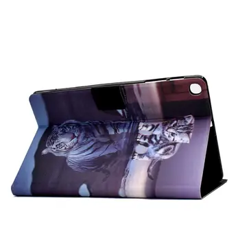 SM-T510 Case For Samsung Galaxy Tab 10.1 2019 T510 T515 SM-T515 Padengti Funda Tablet Tigras Dažytos Silikono PU Odos Apvalkalas