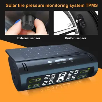 Smart Automobilių TPMS Padangų Slėgio Stebėjimo Sistema Saulės Energijos Skaitmeninis LCD Ekranas Automatinis Apsaugos Signalizacijos Sistemas, Padangų Slėgio