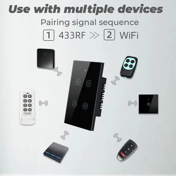 SMATRUL Tuya WIFI 433MHZ Wireless Touch JAV Sienos Jungiklis, Šviesos diodų (LED Smart Gyvenimas Yra Ne Neutralus, Skirta 
