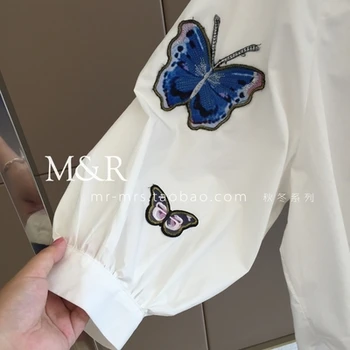 SMTHMA moterų 2020 m. vasaros, pavasario tako mados dizaineris top marškinėliai elegantiškas drugelis siuvinėjimo palaidinė atsitiktinis viršų