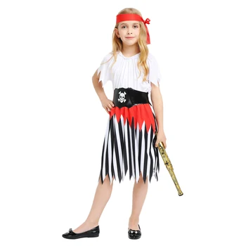 Snailify 2019 Naują Atvykimo Merginos Piratų Kostiumų Suknelė ir vinjetė nustatyti Karibų Cosplay Helovinas Kostiumas Vaikams