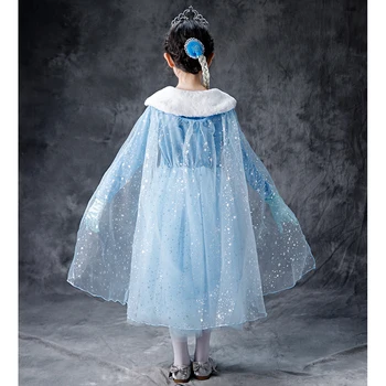 Sniego Karalienė 2 Mergaitės Elsa Suknelė Aksomo Apykakle Šviesiai Mėlynos Suknelės Karnavalas Kostiumas Kalėdų Išgalvotas Pasakų Suknelė Fantasia Infantil