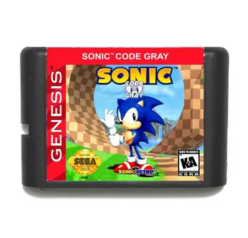 Sonic Kodas Pilka MD 16 bitų Žaidimas Kortele Sega Mega Drive Genesis
