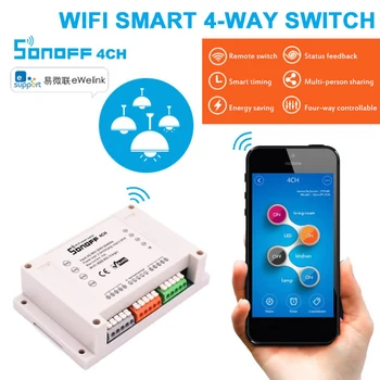 SONOFF 4CH R3 Smart Switch, 4-kanalų WIFI Smart Home Laikmatis Šviesos Jungiklis 