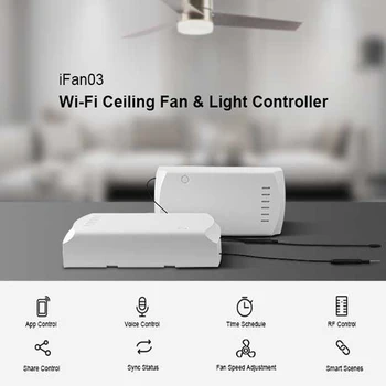 SONOFF iFan03 WiFi Ventiliatorius Ir Šviesos Valdiklis parama RM433 Nuotolinio valdymo pagal Programą ewelink Smart Home