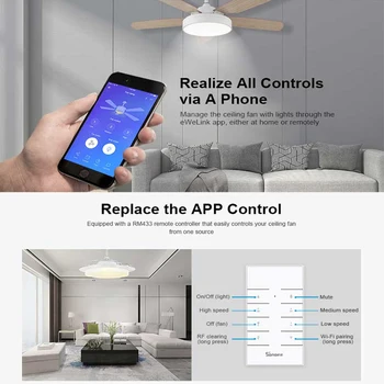 SONOFF iFan03 WiFi Ventiliatorius Ir Šviesos Valdiklis parama RM433 Nuotolinio valdymo pagal Programą ewelink Smart Home
