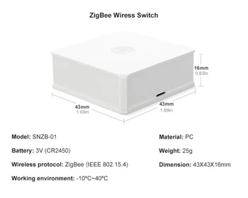 SONOFF Zigbee SNZB-01 Mini Belaidžio tinklo Jungiklis eWeLink APP 