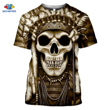 SONSPEE 2020 Naujų Sunkiųjų Metalų Kaukolė T-shirt Punk Rock Negabaritinių Marškinėliai Vyrams 3D Spausdinimo Atsitiktinis O Kaklo Hip-Hop Trumpas Rankovės TShirts