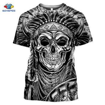 SONSPEE 2020 Naujų Sunkiųjų Metalų Kaukolė T-shirt Punk Rock Negabaritinių Marškinėliai Vyrams 3D Spausdinimo Atsitiktinis O Kaklo Hip-Hop Trumpas Rankovės TShirts