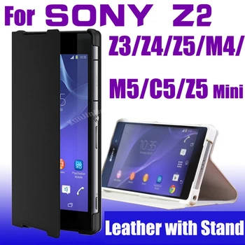 Sony Xperia Z3 Z2 Z3 Mini C3 C5 Z5 Z4 Z5 Kompaktiškas X Derliaus Odinis dėklas Apversti Stovėti Telefono Dangtelį M4 M5 X XA XP 