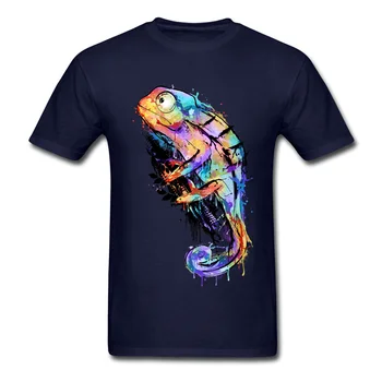 Spalvinga Chameleonas T-shirt Vyrams Marškinėliai Juodos spalvos Marškinėlius Vasarą, Rudenį Animacinių filmų XL Šukuotinės Medvilnės Tees Funky Streetwear Lašas Laivybos