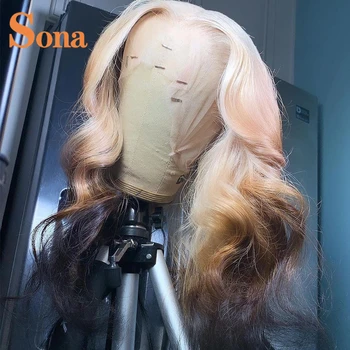 Spalvos Žmogaus Plaukų Perukai Skaidrus Šviesūs Pabrėžti, Nėriniai Priekiniai Perukai Prieš Nupeštos Brazilijos Remy Ombre Nėrinių Priekinės Perukas Šukuosena
