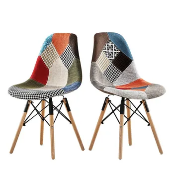 Spalvotų Modernaus Stiliaus Minkštų Pusėje Audinio Kėdės, Valgomojo Kėdės Kratinys Multi-pattern, Natūralaus Medžio, kojos Valgomasis Kėdė