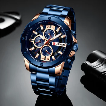 Sportiškas Laikrodžiai Vyrams Prabangos Prekės CURREN Mados Kvarcinis laikrodis su Nerūdijančio Plieno Atsitiktinis Verslo Laikrodis Vyrų Laikrodis Relojes