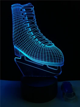 Sporto Ledo Skate Batų 3D LED Lempos Akrilo Plokštės Naktį Šviesos Vaikas Kambario Stalo, Spalvotų Mados Atmosfera Dekoratyvinis Apšvietimas