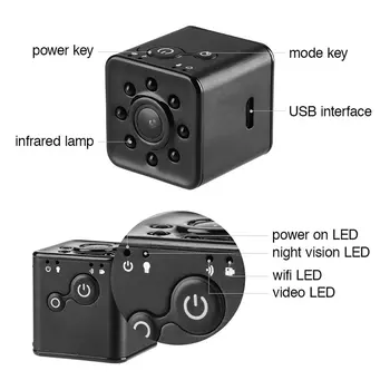 SQ13 Sporto Cam 1080P Mini Kamera, WiFi, IP Cam 155 Laipsnių Plataus Kampo Vandeniui Mini Kamera DVR Vaizdo Sporto Mikro Kameros