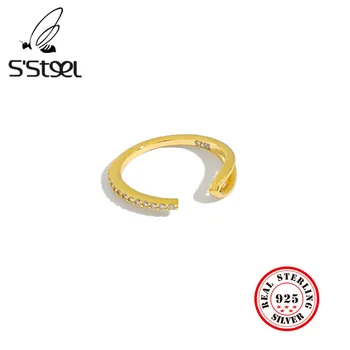 S'STEEL korėjos Auskarai 925 Sterlingas Sidabro Įrašą Auskarai Moterims Cirkonis Minimalistinė Geometrinių Earings Pendientes Fine Jewelry