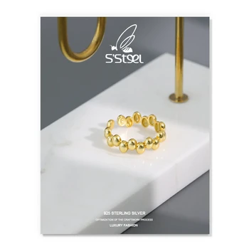 S'STEEL Minimalistinio Žiedas Moterims 925 Sterlingas Sidabro Nereguliarus Dizaineris Aukso Asmeninį Atidaryti Žiedas Joyas De Plata 925 Papuošalai