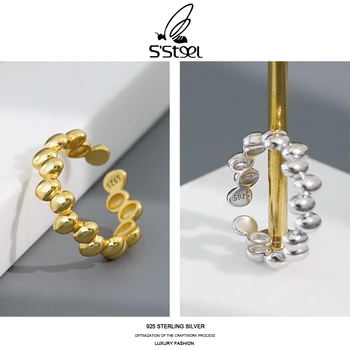 S'STEEL Minimalistinio Žiedas Moterims 925 Sterlingas Sidabro Nereguliarus Dizaineris Aukso Asmeninį Atidaryti Žiedas Joyas De Plata 925 Papuošalai