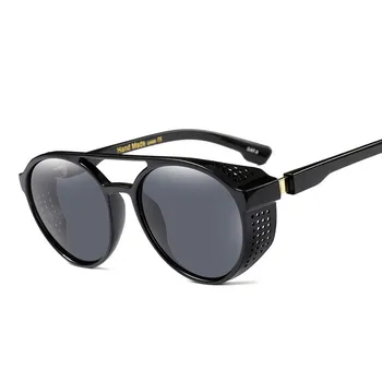 Steampunk Akiniai nuo saulės Vyrams 2019 prekės dizaineris vight vairavimo akiniai yellopw aišku, apvalios apversti aukštyn akinius moda masculina