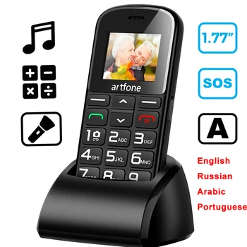 Stendas anglų, rusų, arabų, portugalų Mobilusis Telefonas Senyvo amžiaus Žmonėms, Artfone 1400mAh Baterija Atrakinta SOS Telefonas,