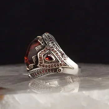 Sterlingas sidabro 925 sterling sugriežtinti gintaro žiedas, rankų darbo turkija žiedas mens žiedas moterų žiedas kokybės apdailos papuošalai