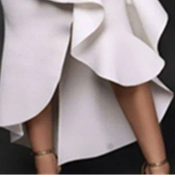 Stilingas Proga Moterų Baltos spalvos Suknelės, Šaliai, Nereguliarus Raukiniai Ritininės Kratinys Seksualus Vestido Datą Naktį Švęsti Atveju Rūbeliai