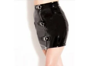 Suaugusiųjų Moterų Sexy Wet Atrodo Juodas PVC Lakinės odos maišas Klubo Mini Sijonas Klubas DS Rodo, PVC Pieštuku Mini Sijonas Kostiumas
