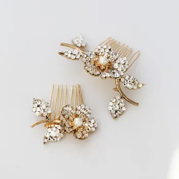 Subtilus Vintage Gold Vestuvių Mažas Plaukų Šukos, Segtukai, Kristalų Plaukų Aksesuarai Moterims Vestuves Prom