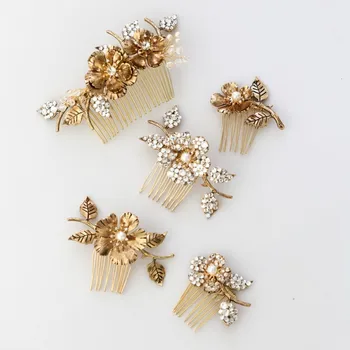 Subtilus Vintage Gold Vestuvių Mažas Plaukų Šukos, Segtukai, Kristalų Plaukų Aksesuarai Moterims Vestuves Prom