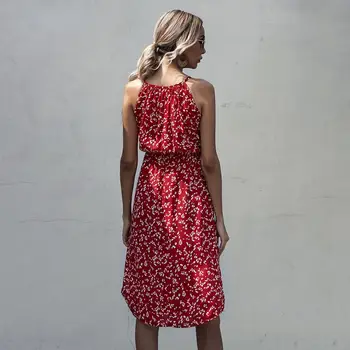 Suknelė Moterims Vasaros Leopard Gėlių Slydimo Sundresses Atsitiktinis Įrengtas Ritininės Drabužių Rožinė 2020 Raudona Spageti Dirželis Suknelės Moterims