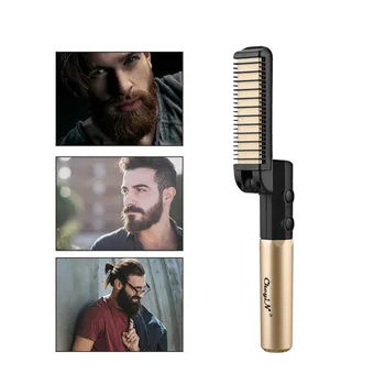 Sulankstomas Vyrų Barzdos plaukų Tiesinimo Šukos Belaidžius Vibracijos Plaukų ištiesinimo priemonės Geležies Elektros Tiesinti Šepetys Greitai, Plaukų Styler 45
