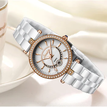 SUNKTA Kvarco Moterų Laikrodžiai, Keramikos Laikrodžiai Moterims Viršuje Prabangos Prekės Ponios Boutique Apyrankę Žiūrėti Moterų laikrodis Reloj De Dama
