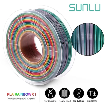 SUNLU PLA Vaivorykštė Gijų 1.75 mm 1kg 3D Spausdintuvo Kaitinimo 1.75 mm 1kg 3D Spausdintuvas vaivorykštės spalvų Spausdinimas