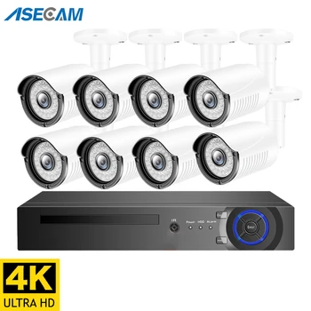 Super 4K 8MP H. 265 POE NVR Rinkinys, CCTV Apsaugos Sistema, Lauko HD IP vaizdo Kamera P2P 8ch Vaizdo Stebėjimo Komplektas