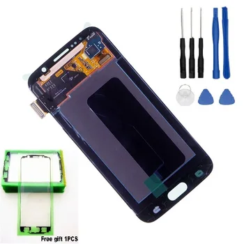 Super AMOLED skystųjų kristalų (LCD Samsung Galaxy S6 G920 G920F G920FD G920A G920I G920K LCD Ekranas Su Touch Digitiz+Įrankio+lipdukas