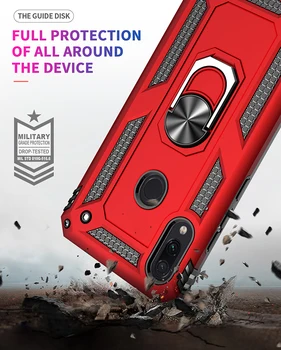 Super atsparus smūgiams Metalinio Žiedo, Automobilio Laikiklis Raštas Atveju Xiaomi Mi 9SE 9 Redmi 7 Pastaba Telefoną Padengti