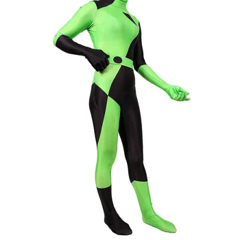 Super Villain Kim Įmanoma Filmą Cosplay Moterų Shego Jumpsuit Helovinas Seksualus Cosplay Moterų Shego BodySuit Vaikai Merginos Kostiumas