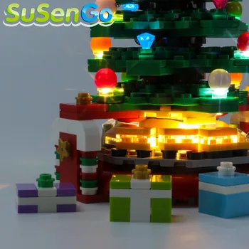 SuSenGo LED Šviesos Rinkinys 40338 Kalėdų Eglutės Statybos Blokus Nustatyti, Dekoratyviniai Aksesuarai
