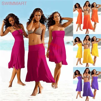 SWIMMART Paplūdimio Sijonas 2016 Sprogo Moterų Bikini Už Palaidinė Multi-dėvėti Sijonas Suvynioti Krūtinės Suknelė S M L XL