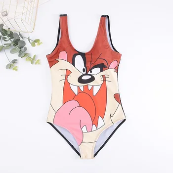 Swimsuit Moterys 2019 Vienas Gabalas 3D Animaciją Spausdinti String Bikini Plius Dydžio Seksualus Monokini maudymosi Kostiumėliai Moterims, Bodysuit Maudymosi Kostiumas