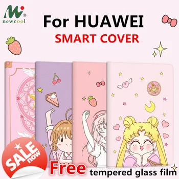 T5 10 Animacinių filmų Mergina Persikų Smart Flip Cover odinis dėklas, Skirtas 