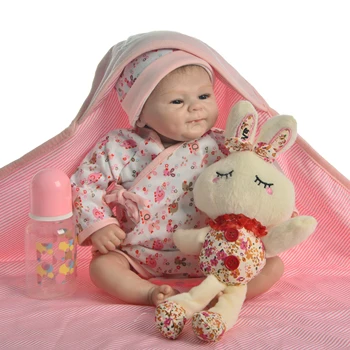 Taip Miela 17 Colių Reborn Baby Doll Žaislas Realus, Kaip Šypsosi Mergina Minkšto Silikono Atgimsta Kūdikiams Gyvas bebe Audiniu Kūno Atgimsta Boneca Lėlės