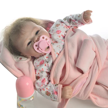 Taip Miela 17 Colių Reborn Baby Doll Žaislas Realus, Kaip Šypsosi Mergina Minkšto Silikono Atgimsta Kūdikiams Gyvas bebe Audiniu Kūno Atgimsta Boneca Lėlės