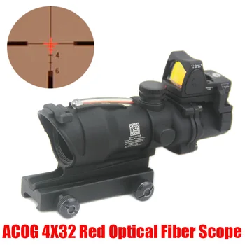 Taktinis ACOG 4X32 Ląstelienos Šaltinis Red Optinio Pluošto taikymo Sritis Apšviestas Šautuvas taikymo Sritis Su RMR Micro Red Dot Akyse Pažymėta Versija