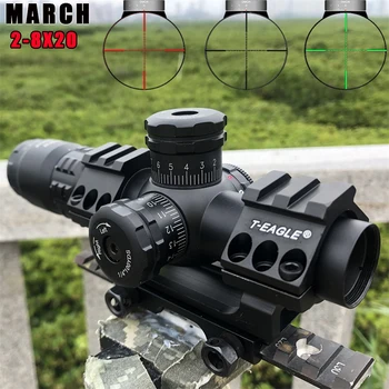 Taktinis Riflescope Spotting scope už Medžioklės Šautuvas Optinis Kolimatorius Trumpas Airsoft Akyse Raudonos, Žalios Tinklelis KOVO 2-8X20IR