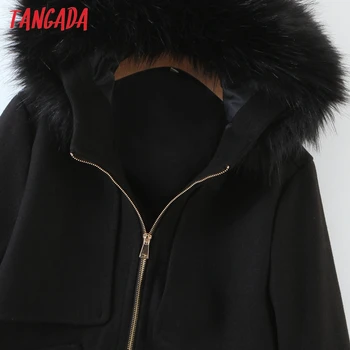 Tangada Moterų Black Šiltas, Storas, Paltai Striukės Kailio Gaubtas ilgomis Rankovėmis Kišenėje 2020 Ponios Elegantiškas Žiemos Paltai QW8