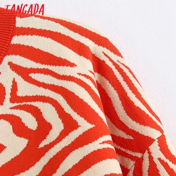 Tangada moterų gyvūnų modelio megztinis vintage megztinis 2020 m. Rudenį lady negabaritinių megzti megztinis kailis 6Z87