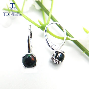 TBJ,naujas paprastas užsegimas black opal auskarai apvalūs 7mm 1.5 ct brangakmenio papuošalai 925 sterlingas sidabro bauda papuošalai mergaitėms