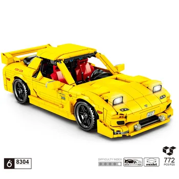 Technics anime Pradinė D REDSUN klasikinio JAPONIJOS automobilių sporto building block modelis Traukti atgal transporto priemonės MAZDA RX7 plytų žaislų kolekcija